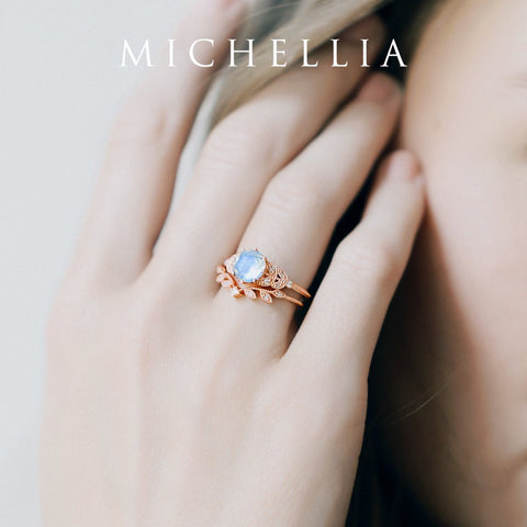 [Kerensa] Classic Floral Engagement Ring in Moonstone Women's Ring michelliafinejewelry