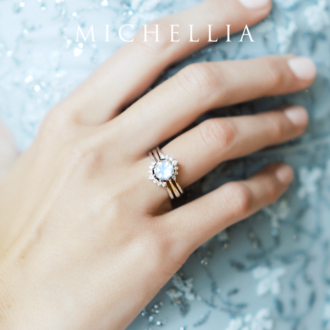 [Cassandra] Vintage Crown Solitaire Ring in Moonstone Women's Ring michelliafinejewelry   
