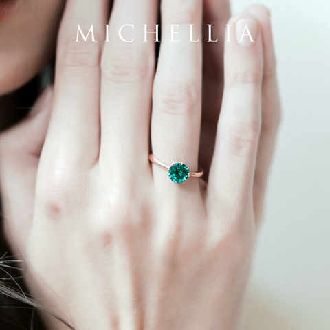 [Victoria] Classic Crown Solitaire Ring in Morganite Women's Ring michelliafinejewelry   