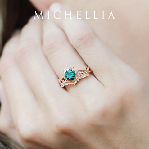 [Theia] Heirloom Crown Engagement Ring in Moissanite / Diamond Women's Ring michelliafinejewelry   