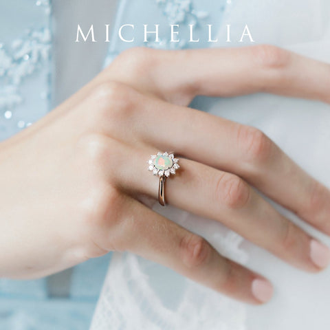 [Julianne] Vintage Bloom Oval Cut Ring in Lab Emerald Women's Ring michelliafinejewelry   