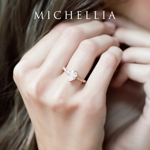 [Emelia] Vintage Classic Crown Pear Cut Engagement Ring in Diamond / Moissanite Women's Ring michelliafinejewelry   