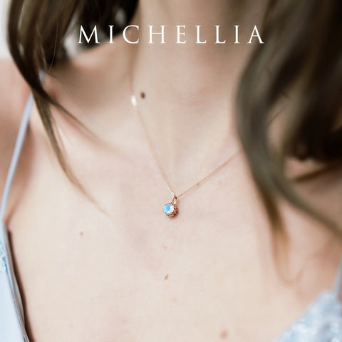 [Eden] Floral Solitaire Necklace in Moonstone Necklace michelliafinejewelry   