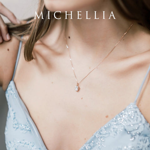 [Evelina] Vintage Classic Crown Oval Cut Necklace in Aquamarine Necklace michelliafinejewelry   