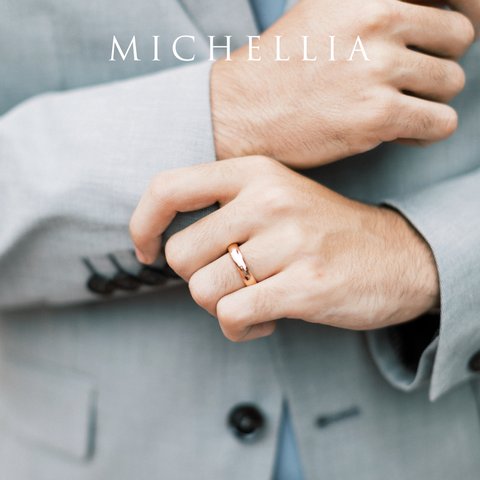 [Nolan] Men's Classic Comfort Fit Band with Outer Morganite, 5mm Men's Band Michellia Fine Jewelry   