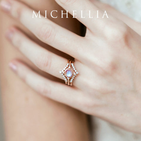 [Stella] Aura of Galaxy Engagement Ring in Moonstone Women's Ring michelliafinejewelry   