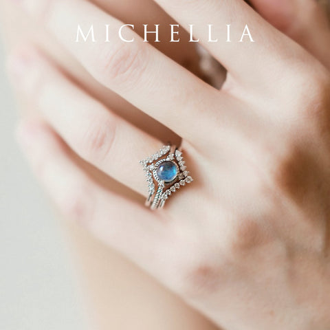 [Stella] Aura of Galaxy Engagement Ring in Labradorite Women's Ring michelliafinejewelry   