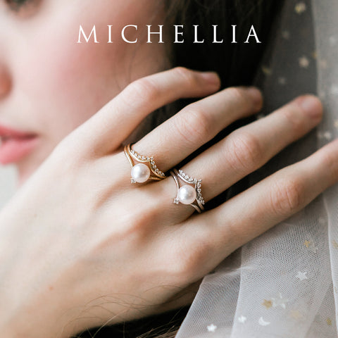 [Aisha] Moonrise Ring in Akoya Pearl Women's Ring michelliafinejewelry   