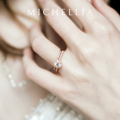 [Nova] Classic Halo Diamond Engagement Ring in Diamond / Moissanite Women's Ring michelliafinejewelry   