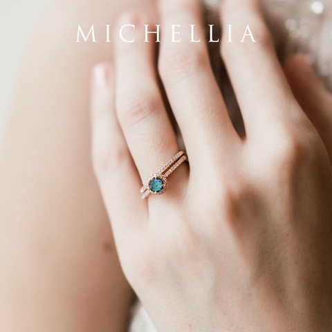 [Nova] Petite Halo Diamond Ring in Labradorite Women's Ring michelliafinejewelry   