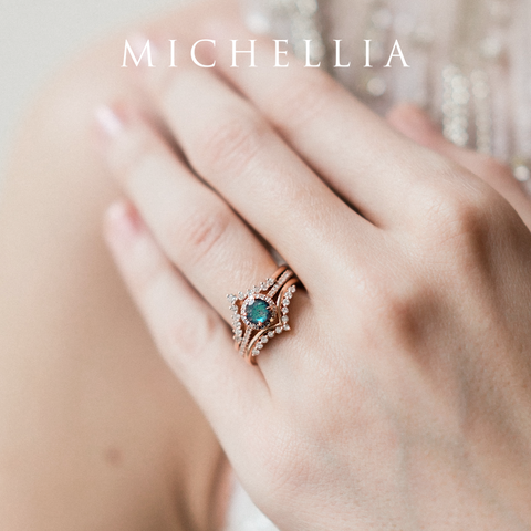 [Nova] Petite Halo Diamond Ring in Labradorite Women's Ring michelliafinejewelry   