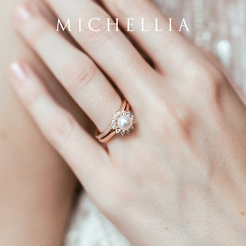 [Rosalie] Vintage Bloom Ring in Akoya Pearl Women's Ring michelliafinejewelry