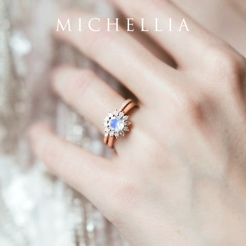 [Rosalie] Vintage Bloom Ring in Lab Blue Sapphire Women's Ring michelliafinejewelry   
