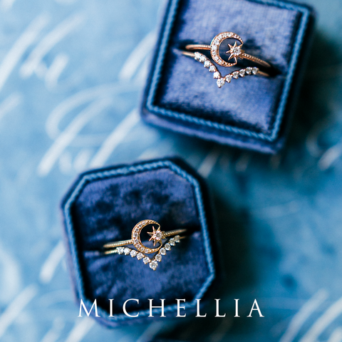 [Divina] Diamond Moon and Star Ring Women's Ring michelliafinejewelry   
