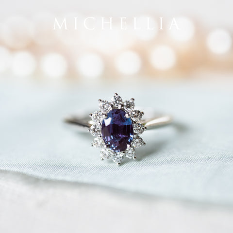 [Julianne] Vintage Bloom Oval Cut Ring in Lab Alexandrite Women's Ring michelliafinejewelry   