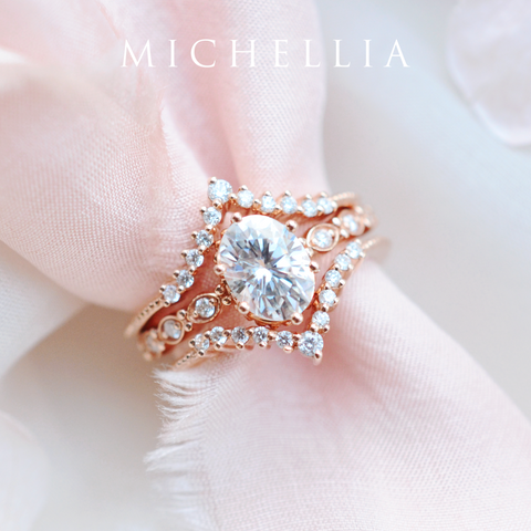 [Evelina] Vintage Classic Crown Oval Engagement Ring in Diamond / Moissanite Women's Ring michelliafinejewelry   