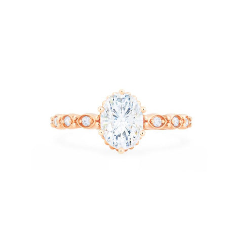 [Evelina] Vintage Classic Crown Oval Engagement Ring in Diamond / Moissanite Women's Ring michelliafinejewelry   