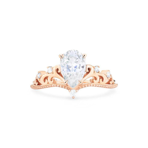 [Veronica] Vintage Crown Pear Engagement Ring in Diamond / Moissanite Women's Ring michelliafinejewelry   
