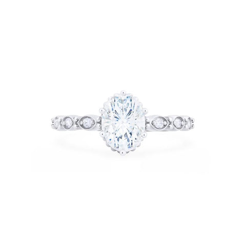 [Evelina] Vintage Classic Crown Oval Engagement Ring in Diamond / Moissanite Women's Ring michelliafinejewelry   