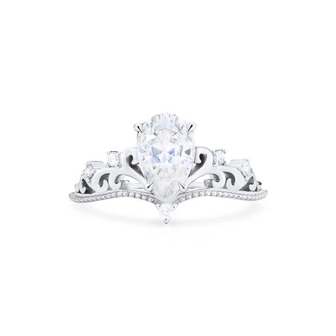 [Veronica] Vintage Crown Pear Engagement Ring in Diamond / Moissanite Women's Ring michelliafinejewelry   