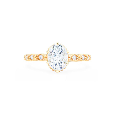 [Evelina] Vintage Classic Crown Oval Engagement Ring in Diamond / Moissanite Women's Ring michelliafinejewelry   