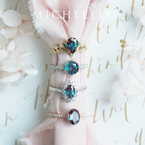 [Julianne] Vintage Bloom Oval Cut Ring in Lab Alexandrite Women's Ring michelliafinejewelry   