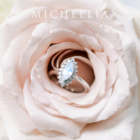 [Helena] Vintage Bloom Marquise Cut Engagement Ring in Australian Opal Women's Ring michelliafinejewelry   