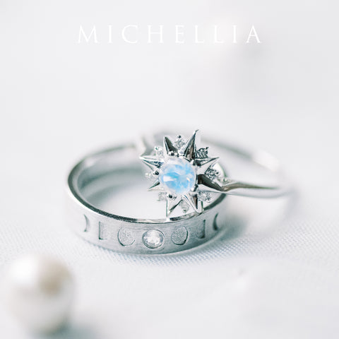 [Lucian] Men's Moon Phase Band in Moonstone Men's Band Michellia Fine Jewelry   