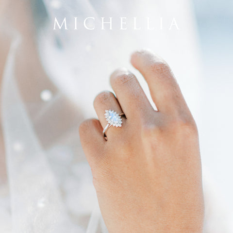 [Helena] Vintage Bloom Marquise Cut Engagement Ring in Australian Opal Women's Ring michelliafinejewelry   