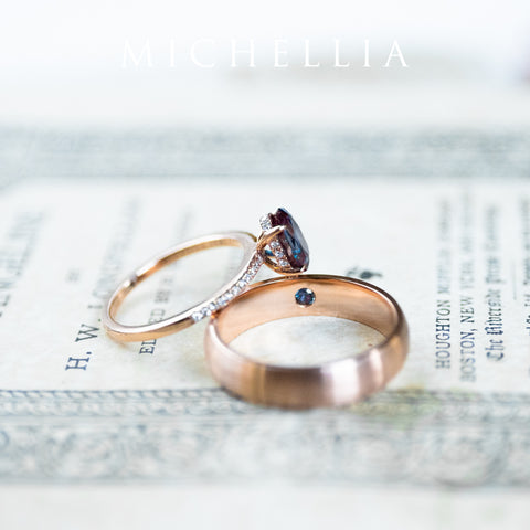 [Elaine] Modern Classic Oval Solitaire Ring in Lab Alexandrite Women's Ring michelliafinejewelry   