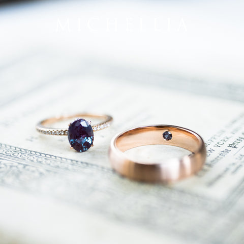 [Elaine] Modern Classic Oval Solitaire Ring in Lab Alexandrite Women's Ring michelliafinejewelry   