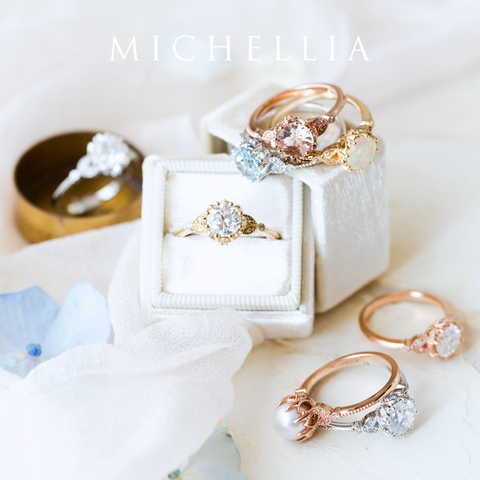 [Evanthe] Vintage Floral Engagement Ring in Lab Alexandrite Women's Ring michelliafinejewelry   