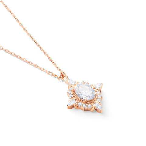 [Alessandra] Art Deco Oval Cut Necklace in Diamond or Moissanite Necklace michelliafinejewelry