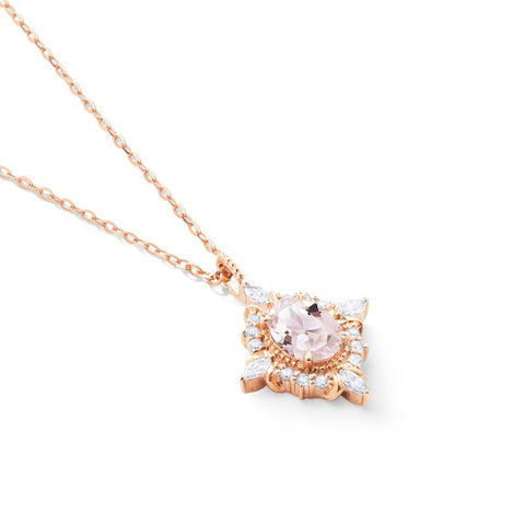 [Alessandra] Art Deco Oval Cut Necklace in Morganite Necklace michelliafinejewelry   