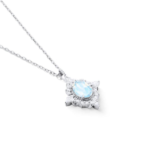 [Alessandra] Art Deco Oval Cut Necklace in Moonstone Necklace michelliafinejewelry   