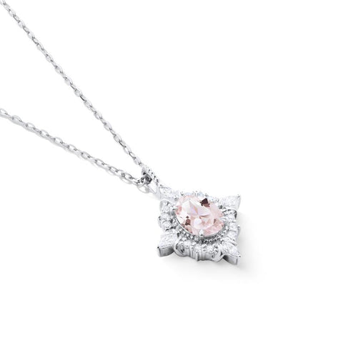 [Alessandra] Art Deco Oval Cut Necklace in Morganite Necklace michelliafinejewelry   