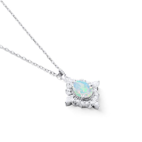 [Alessandra] Art Deco Oval Cut Necklace in Opal Necklace michelliafinejewelry   