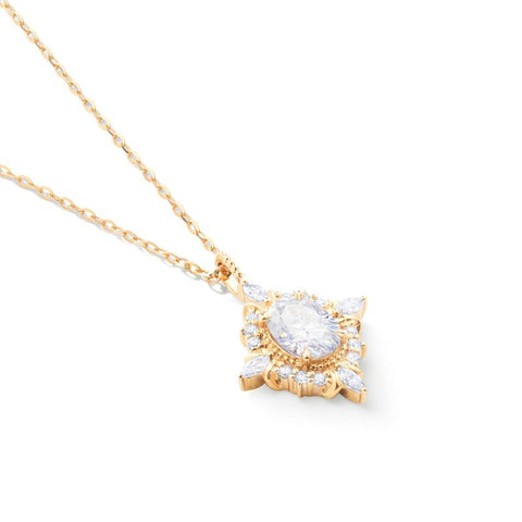 [Alessandra] Art Deco Oval Cut Necklace in Diamond or Moissanite Necklace michelliafinejewelry