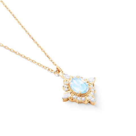 [Alessandra] Art Deco Oval Cut Necklace in Moonstone Necklace michelliafinejewelry   