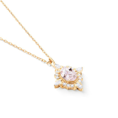 [Alessandra] Art Deco Oval Cut Necklace in Morganite Necklace michelliafinejewelry   