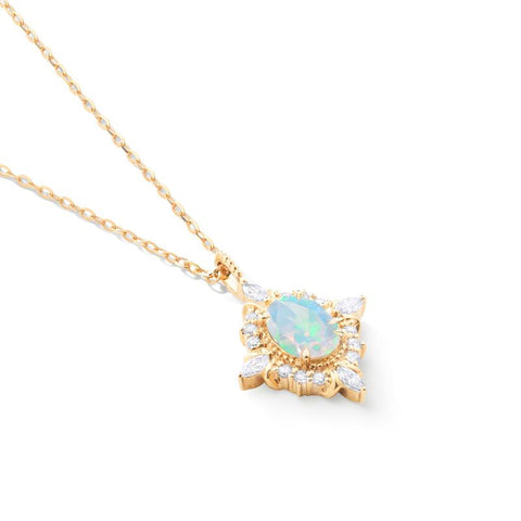 [Alessandra] Art Deco Oval Cut Necklace in Opal Necklace michelliafinejewelry   