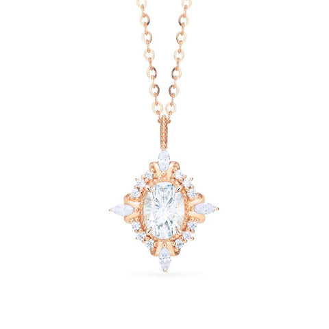 [Alessandra] Art Deco Oval Cut Necklace in Diamond or Moissanite Necklace michelliafinejewelry