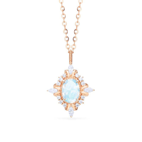 [Alessandra] Art Deco Oval Cut Necklace in Moonstone Necklace michelliafinejewelry   