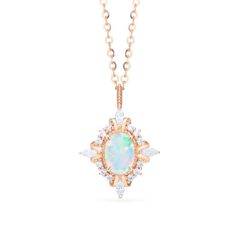 [Alessandra] Art Deco Oval Cut Necklace in Opal Necklace michelliafinejewelry   