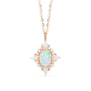 [Alessandra] Art Deco Oval Cut Necklace in Opal Necklace michelliafinejewelry   