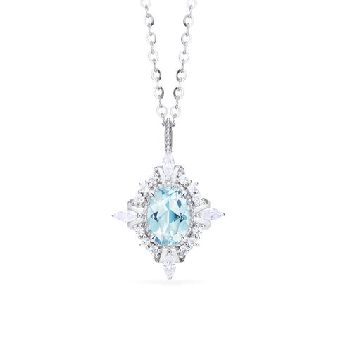 [Alessandra] Art Deco Oval Cut Necklace in Aquamarine Necklace michelliafinejewelry   