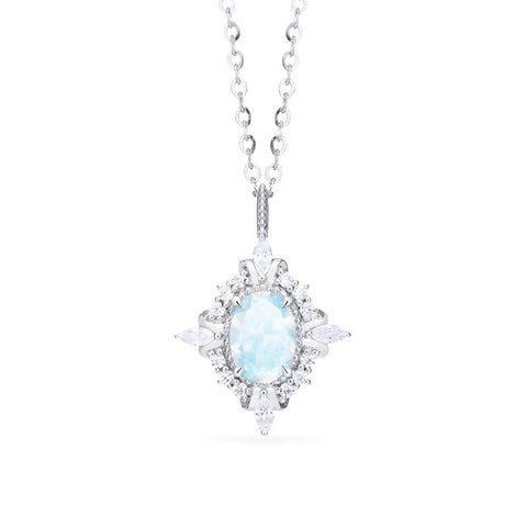 [Alessandra] Art Deco Oval Cut Necklace in Moonstone Necklace michelliafinejewelry   