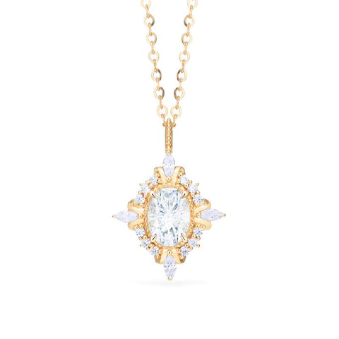[Alessandra] Art Deco Oval Cut Necklace in Diamond or Moissanite Necklace michelliafinejewelry