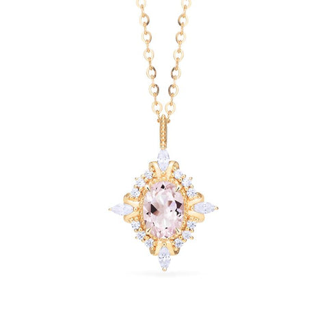 [Alessandra] Art Deco Oval Cut Necklace in Morganite Necklace michelliafinejewelry   