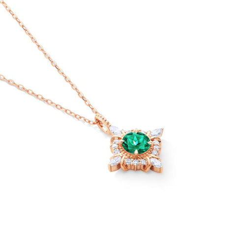 [Astrid] Art Deco Petite Necklace in Lab Emerald Necklace michelliafinejewelry   